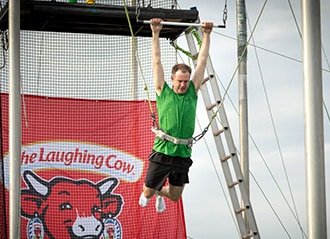 Bel employee on trapeze